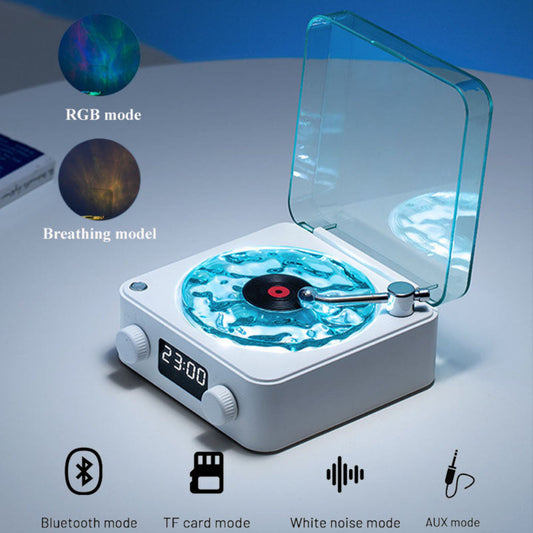 Mini Retro Bluetooth Speaker from My Store featuring RGB light and multiple sound modes, perfect for relaxation.