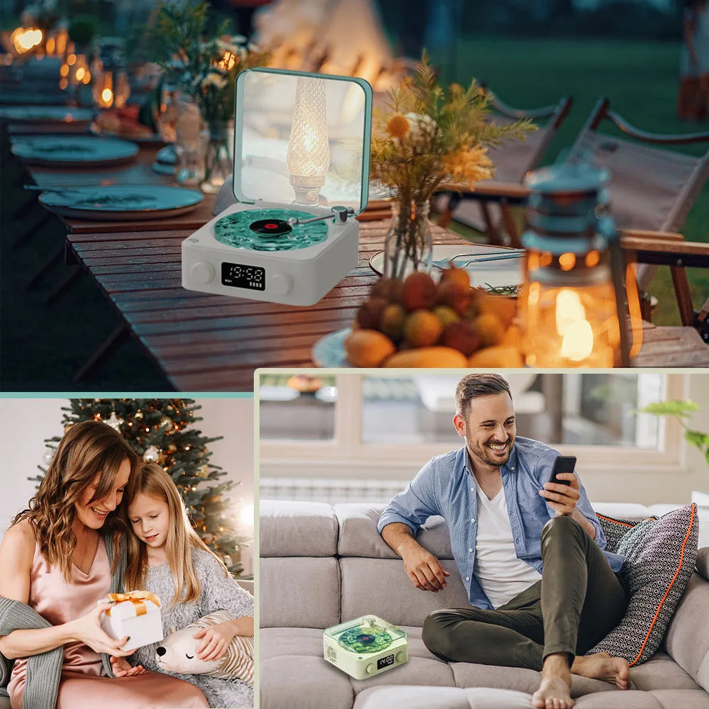 Versatile Mini Retro Bluetooth Speaker from My Store in a cozy setting, ideal for gatherings or quiet evenings.
