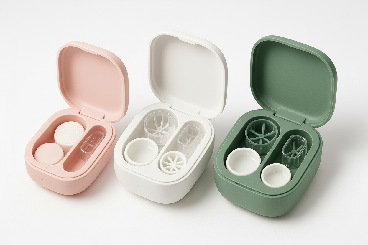 Portable lens cleaning containers